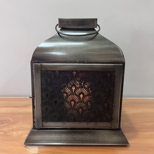 Artisan Design Decorative Iron Etched <b>Lantern</b> with <b>Black</b> Finish Model L629 - Product Image 3