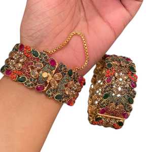 Custom Design Fashion Jewelry <b>Sets</b> Women's Artificial <b>Bangles</b> Gold Plated Party Wear Bracelet Collection Wholesale - Product Image 5