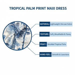 ชุดเดรสลายต้นปาล์มสไตล์ศิลปิน ผ้าฝ้าย 100% ชุดเดรสยาวแบบแม็กซี่ แขนยาว งานแฮนด์เมดชิ้นเอก ผู้ผลิตขายส่ง - Product Image 6
