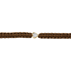 Pulsera de Corazón de Diamantes CVD Cultivados en Laboratorio, Oro 14K, F VVS VS, Cordón de Macramé Marrón Ajustable, Chapado en Rodio, Joyería Fina de Lujo para Mujer - Product Image 3