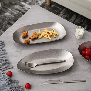 Nouvel arrivage en gros : Plateau multifonction 2 pièces en acier inoxydable, finition or et argent, vaisselle de qualité alimentaire et récipient de rangement - Product Image 2