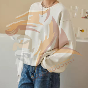 Sweat-shirts pour femmes de haute qualité 100% coton, coupe ample, épaules tombantes, style streetwear décontracté, impression de logo personnalisée - Product Image 4