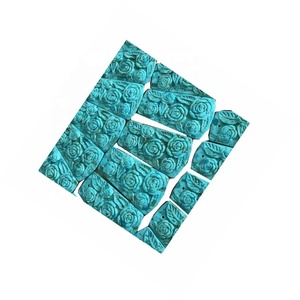 Cuentas de flor tallada a mano, <span class=keywords><strong>piedra</strong></span> natural <span class=keywords><strong>turquesa</strong></span> con flor tallada a mano - Product Image 2