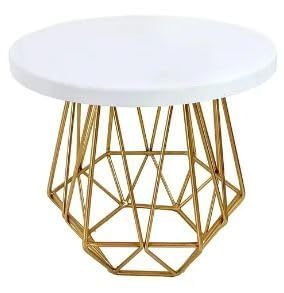 Base para Pastel Geométrica de Aluminio, Redonda, Blanca con Base Dorada, 28 x 20 cm, Pedestal para Exhibición de Postres para Bodas y Fiestas - Product Image 5