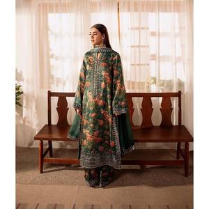 Designer Green Rayon Salwar Kameez with Digital Printing-Party Wear <b>Top</b>-Bottom and Beautiful Dupatta Size XL - Product Image 6