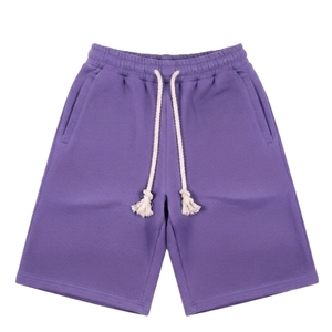 Shorts Bermuda en coton uni pour homme avec cordon de serrage à la taille et poches, style décontracté, taille mi-haute, tissu tricoté - Product Image 3
