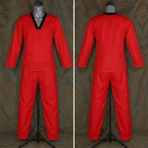 Ensemble unisexe marron de vêtements d'arts martiaux Taekwondo en polyester respirant pour tournoi et entraînement, haut à manches longues et pantalon - Product Image 3