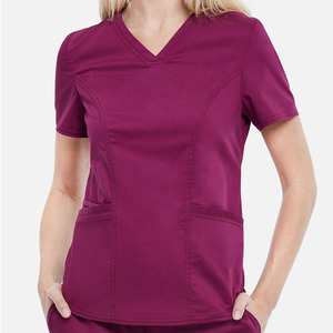 Ensemble de Blouse et Pantalon Rose pour Femmes, Multi-Poches, Manches Courtes, Uniforme Médical Personnalisable, Tenue Professionnelle d'Hôpital, Vente en Gros - Product Image 6
