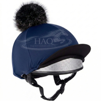 Funda para Casco de Equitación Stable Club, con Pompón de Piel Sintética, Elástica, de Seda, para Competición, Serie Invernal