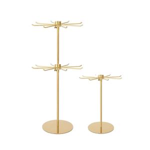 Étagère rotative de table en acier inoxydable durable à 8 crochets pour présentation de bijoux et boucles d'oreilles en magasin - Product Image 1