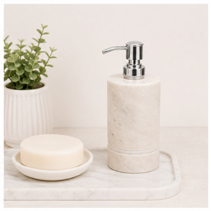 Distributeur de savon en marbre naturel avec pompe en acier inoxydable de qualité supérieure, support pour lotion liquide pour hôtel et accessoires de salle de bain à domicile - Product Image 4