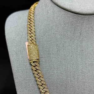 VVS moissanite diamond <b>chain</b> Sterling silver gold plated <b>necklace</b> Hip hop Miami cuban link 14mm iced cuban <b>chain</b> - Product Image 3