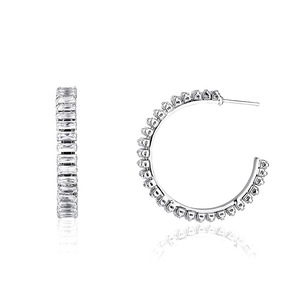 Lab Grown <b>Gold</b> Baguette Diamond <b>Hoop</b> <b>Earrings</b> Fine Jewelry Lab Grown <b>Gold</b> D Shape Diamond <b>Hoop</b> <b>Earrings</b> For Women - Product Image 5