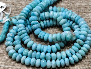 Perles en larimar naturel, forme ronde, lisses, pierres précieuses bleues, perles en vrac pour la fabrication de bijoux, collier - Product Image 1