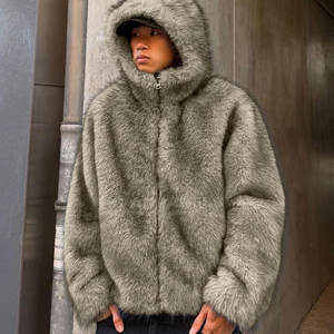 Veste à capuche élégante pour homme en fausse fourrure, doublure en tissu premium, confort moelleux, design chaud pour l'hiver, toucher doux et agréable. - Product Image 3
