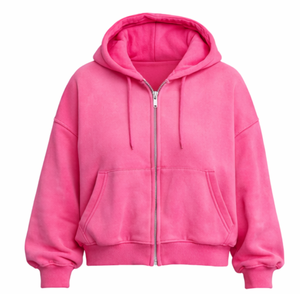 Autumn Winter Casual Women's Street Oversized Full <b>Zip</b> <b>up</b> Hoodie With Pocket Solid Color Long Sleeve <b>Crop</b> Tops Jackets Hoodies - Product Image 2