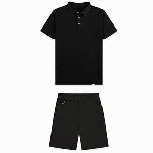 Camiseta de Cuello Redondo Oversize para Hombre con Diseño de Hombros Caídos, Material Personalizado de Alta Calidad, Conjunto de Moda de Dos Piezas, ¡Venta Caliente! - Product Image 1