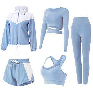 Conjunto de Yoga de 2 Piezas para Mujer, Top Corto Cruzado de Manga Larga y Pantalones Cortos para Correr, Ropa Deportiva de Secado Rápido para Gimnasio, Traje Deportivo - Product Image 1