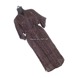 KL011 Robe de nuit longue kimono vintage en soie mélangée pour femme, style sari, taille unique ajustable, hiver automne - Product Image 5