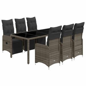 Conjunto de Bistro de Ratán PE Gris de 6 Plazas con Fundas Extraíbles, Mesa y Sillas de Jardín - Product Image 2