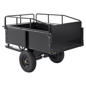 Carrello Ribaltabile in Acciaio da 750 libbre con Sponde Rimovibili, Rimorchio ATV da 15 piedi cubi per Giardino e Uso Intensivo per Falciatura del Prato - Product Image 1