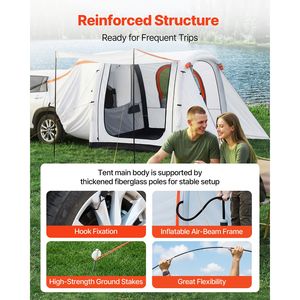 Carpa para SUV de 8 x 6.7 pies para 3 estaciones con toldo, inflable, PU2000mm, impermeable, con puertas ventiladas y ventana de malla para uso en la puerta trasera - Product Image 3