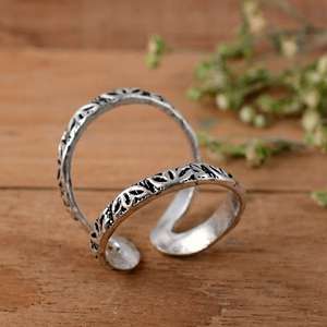 Bague orthopédique en argent sterling 925 faite à la main, motif feuille inspiré de la nature, pour l'arthrite - Product Image 4