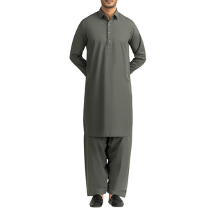 Salwar Kameez pour hommes, vêtements indiens et pakistanais, vêtements ethniques haut de gamme, 2 pièces, coton, séchage rapide, évacuation de l'humidité, protection solaire - Product Image 1