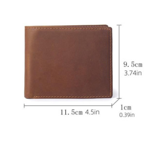 <b>Men</b> Genuine Leather Slim Fold <b>Wallet</b> <b>Black</b> Minimalist Design Daily Use Leather <b>Wallet</b> Custom Logo <b>Men</b> Anniversary Gift Polyester - Product Image 2