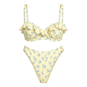 Conjunto de Bikini de Dos Piezas Premium para Mujer, Traje de Baño Elegante con Parte Inferior de Cintura Alta, Estampado Personalizado, Ropa de Playa, Colección de Verano para la Piscina - Product Image 1