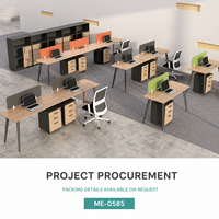Poste de travail modulaire moderne pour bureau, plateau en bois veiné, écran d'intimité orange, tiroirs de rangement, meubles mobiles pour bureaux