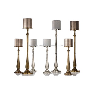 Grand support de pilier de bougie en aluminium et en verre pour mariage et maison support de bougie à longue tige multicolore décoratif - Product Image 1