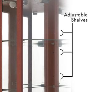 Vetrina Angolare a 6 Ripiani in Ciliegio con Luci, Specchi e Ripiani Regolabili (Lampadine E26 Non Incluse) - Product Image 4