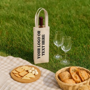 Sac de transport pour bouteille de vin en coton naturel doux, porte-cadeau haut de gamme - Product Image 4