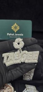 Joyería para Raperos, Colgante de Plata de Ley 925 con Diamante Moissanita para Hombre, Oro Rosa de Dos Tonos, Cierre de Corazón, Colgante con Nombre Personalizado - Product Image 2