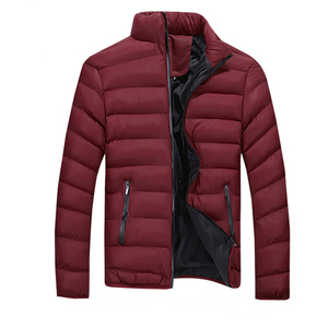 Chaqueta Acolchada Negra para Hombre, Cuello Alto, Cierre de Cremallera, Cortavientos, Abrigo Casual de Invierno, Corte Regular, Color Sólido, Relleno de Poliéster - Product Image 4