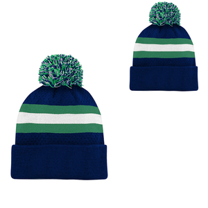 Bonnet à pompon rayé personnalisé en acrylique de qualité supérieure, chapeau d'hiver tricoté, fabricant de couvre-chefs OEM ODM sous marque privée - Product Image 2