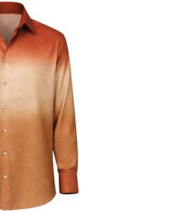 Chemise Formelle Homme Ombrée Orange Rouille Beige en Coton Premium à Manches Longues Boutonnée – Tenue Décontractée Chic – Fournisseur en Gros - Product Image 4