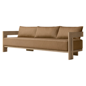 Luxury Contemporary Style <b>Outdoor</b> <b>Sofa</b> with Curved Teak Wood Frame Elegant Plush <b>Sofa</b> for Resort Patio Lounge Furniture - Product Image 4