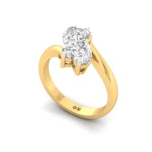 Anillo de Compromiso de Lujo de Plata de Ley Chapado en Oro de 10K con Diamante Cultivado en Laboratorio con Corte Corazón Eterno para Mujer - Product Image 1