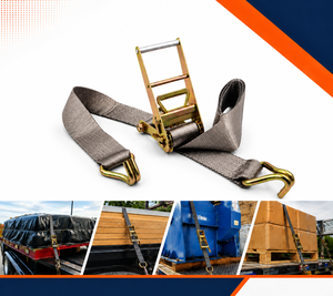 Correa de Sujeción de Carga Personalizada de 4 Pulgadas (100 mm) con Ganchos Planos, Cinta de Poliéster de Alta Resistencia de 10000 kg, con Trinquete, Certificación CE/GS - Product Image 2