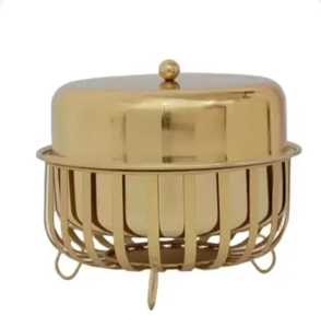 Copper Bottom Stainless Steel Kadai Shallow Cooking Pan with <b>Lid</b> Double Handle Induction Safe Serving <b>Wok</b> Restaurant Pan - Product Image 1
