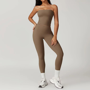 Venta Directa de Fábrica, Conjunto de Shorts de Yoga para Mujer, Totalmente Personalizado, con Cinturón, 2 Piezas, Transpirable, Spandex/Nailon, Varios Colores - Product Image 5