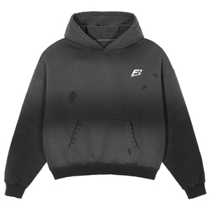 Sudaderas con capucha extragrandes de algodón pesado personalizadas al por mayor con efecto desgastado, forro polar de algodón pesado, bolsillo frontal y hombros caídos, OEM - Product Image 1