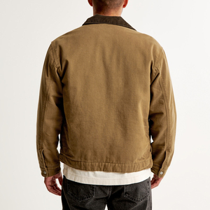 Heavyweight <b>Canvas</b> <b>Jacket</b> For Men With Logo Embroidery Cotton <b>Canvas</b> Work <b>Jacket</b> With Zipper Closure - Product Image 3