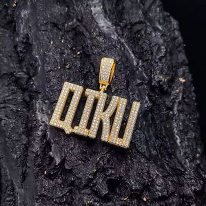 Pendentif personnalisé avec nom en lettres capitales carrées, style hip-hop, serti de zircons - Product Image 5