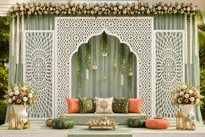 Panneaux arrière découpés au laser couleur personnalisée, style arabe, décoration de mariage musulman moderne, métal de luxe léger, taille personnalisée - Product Image 5