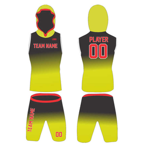 Ensemble de short et débardeur à capuche personnalisé sublimé noir-vert dégradé pour entraînement sportif tendance – Uniforme de basketball 7v7 de luxe - Product Image 5