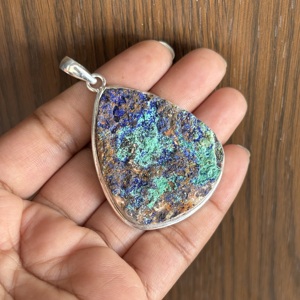 Bijoux fins, pendentif goutte d'eau en argent sterling 925, cristal d'azurite druzy naturel, pendentif de mode pour femmes, accessoire de charme - Product Image 2