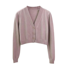 Women's V-Neck <b>Argyle</b> Knitted Cardigan Long Sleeve Preppy Style Autumn <b>Sweater</b> Contrast Color Button Closure Short Length - Product Image 3